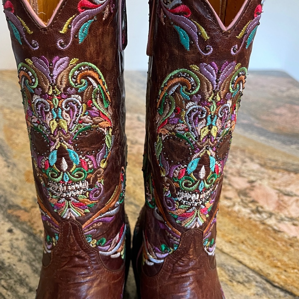 Old Gringo Dulce Calavera Multi Color 
Sugar Skull Boots Size 8 Worn 1X - Picture 2 of 9